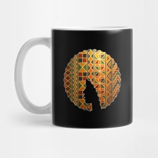 Afro Hair Woman with African Pattern, Black History Mug